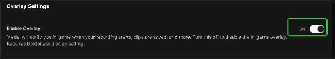Enable Overlay toggle set to ON in the Overlay Settings