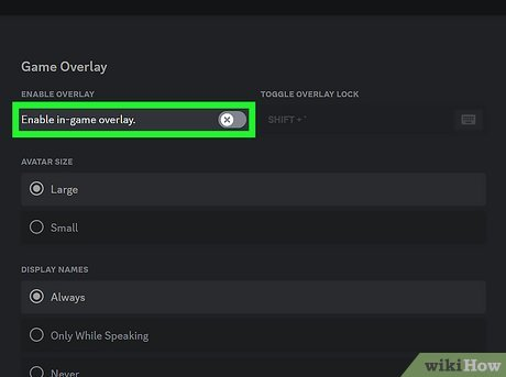Enable in-game overlay toggle in Discord's Game Overlay settings
